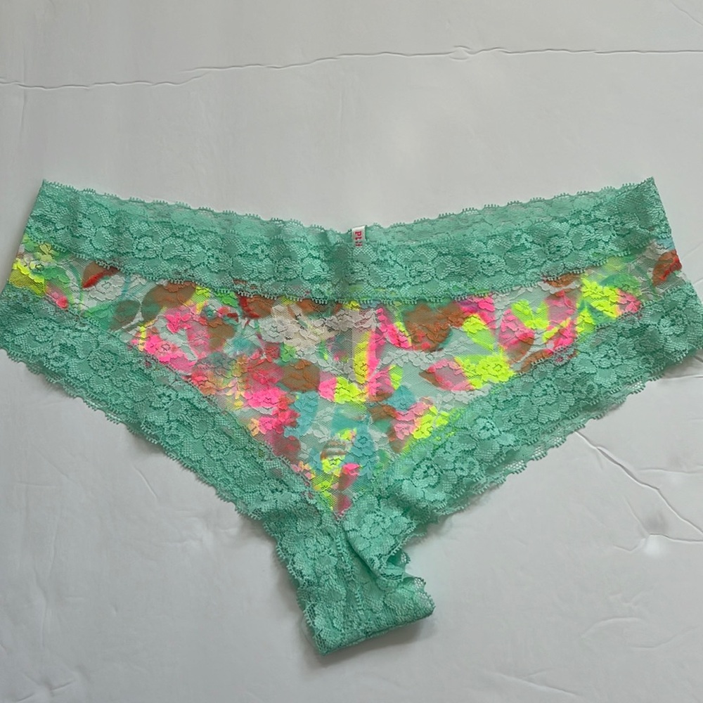 PINK Victoria’s Secret light blue floral extra low rise cheekster panty